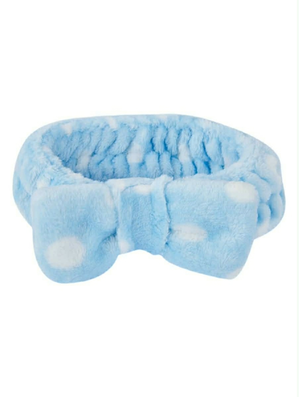 Plush Blue & White Polka Dot SPA Skincare Headband by Glow on 5th *BNIP